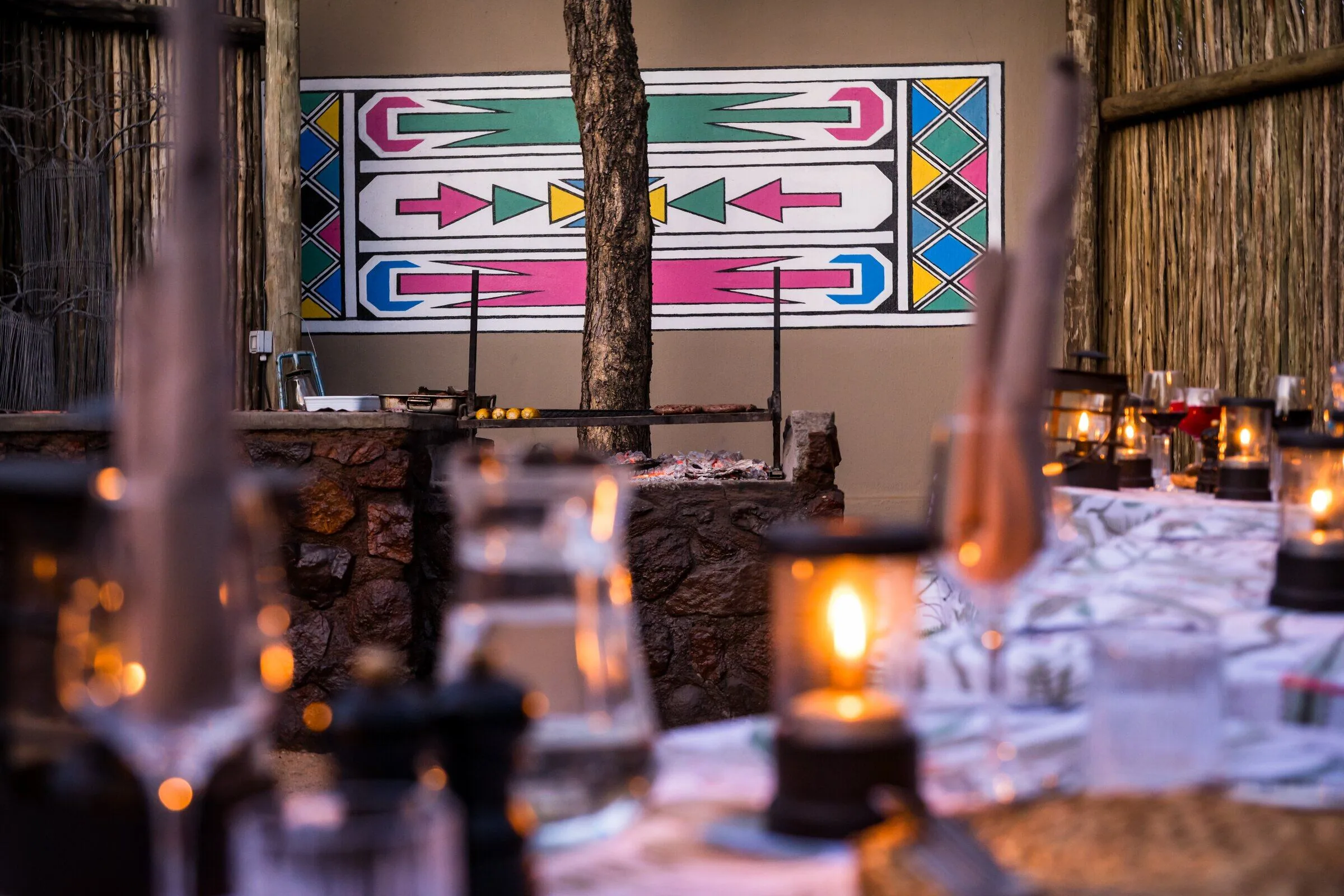Candlelit boma dinner at Sausage Tree Safari Camp