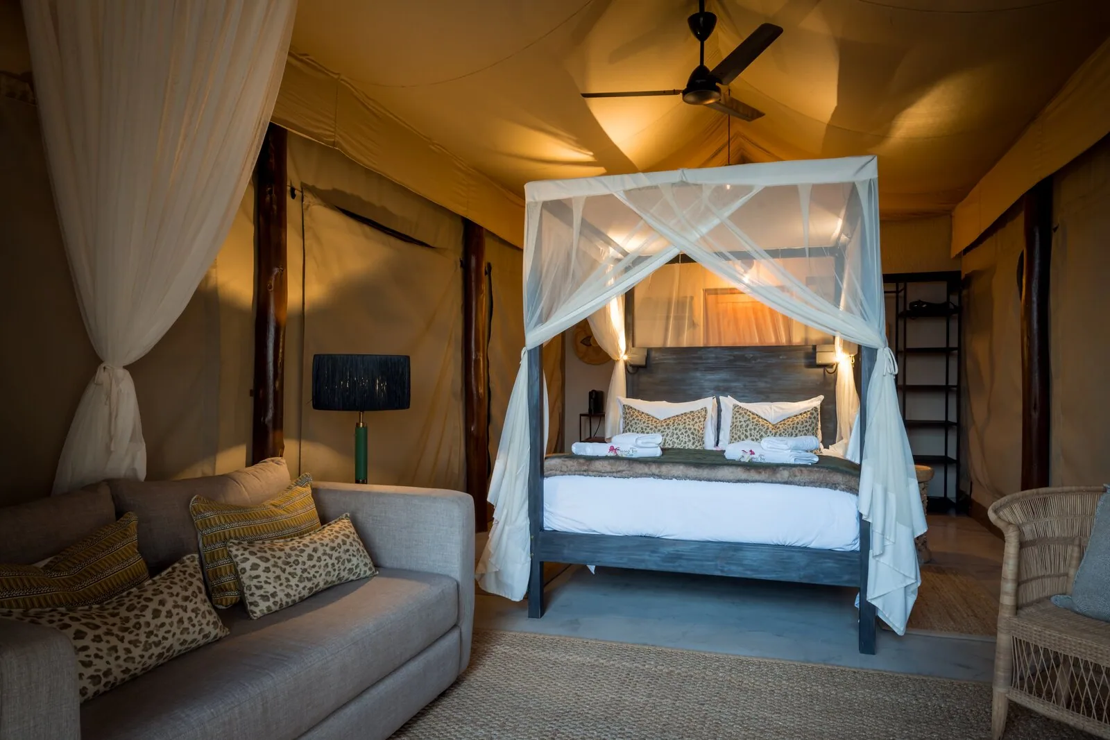 Superior Safari Tent interior at Sausage Tree