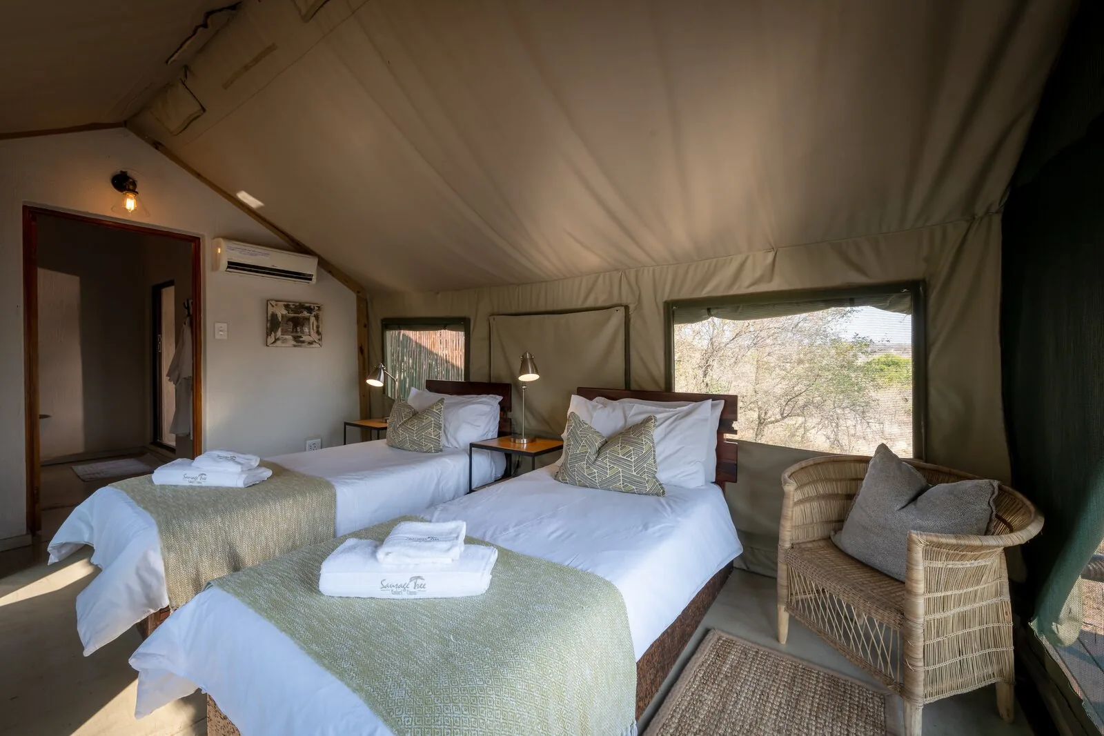 Superior Safari Tent interior — twin / second view