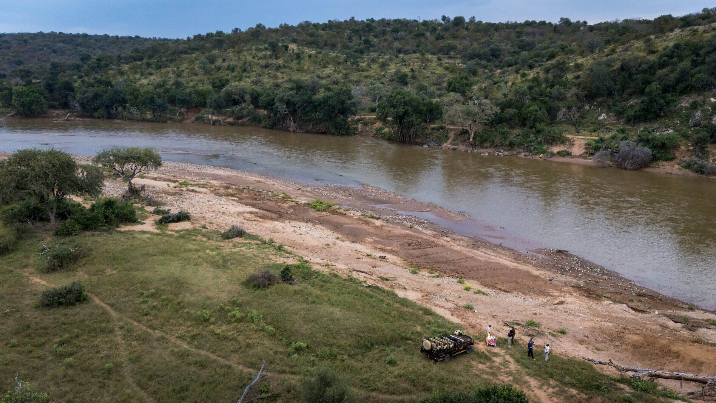 Aerial view of the Olifants River winding through the reserve